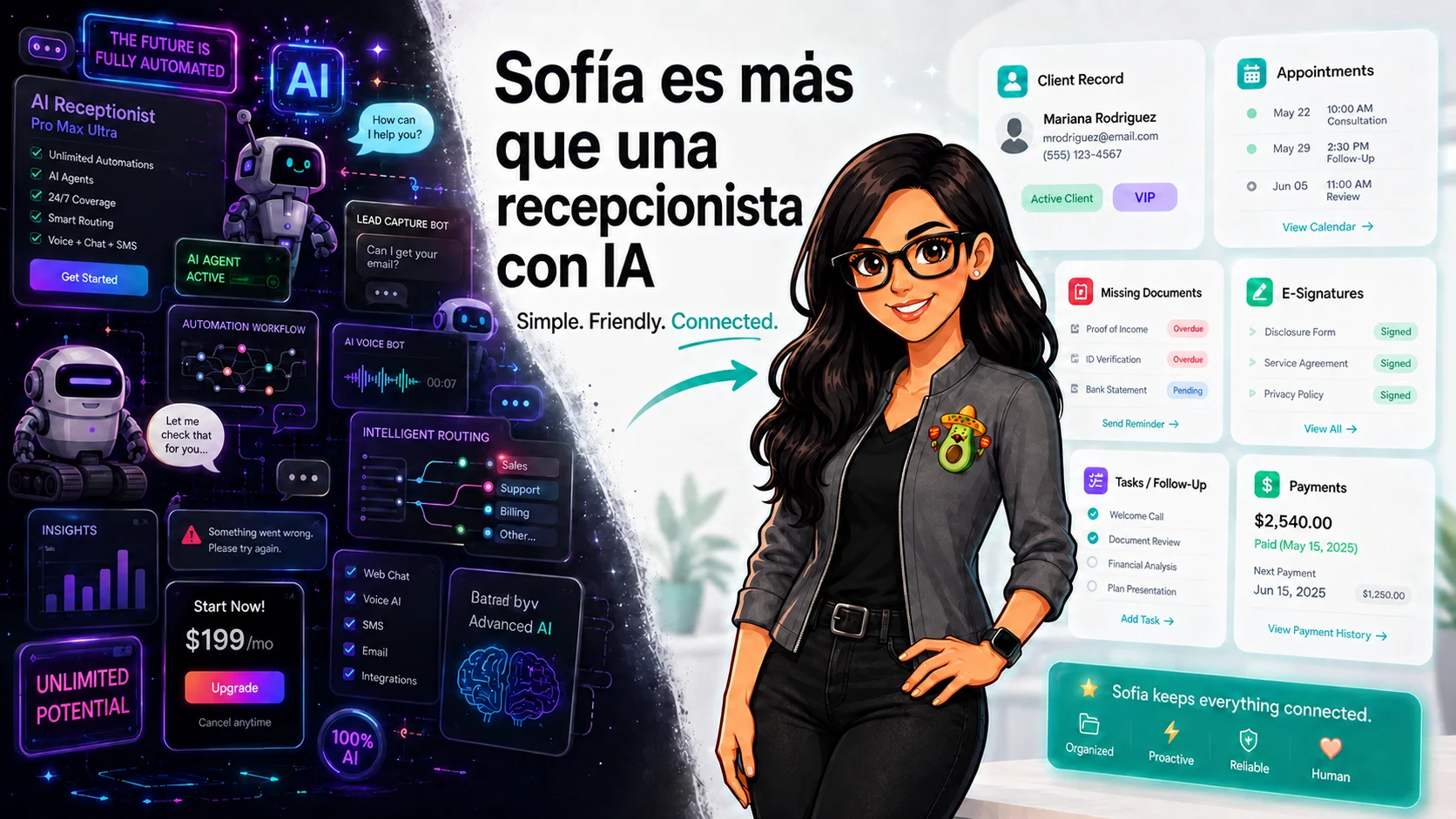 Sofia conectada al flujo completo del cliente en Conecta